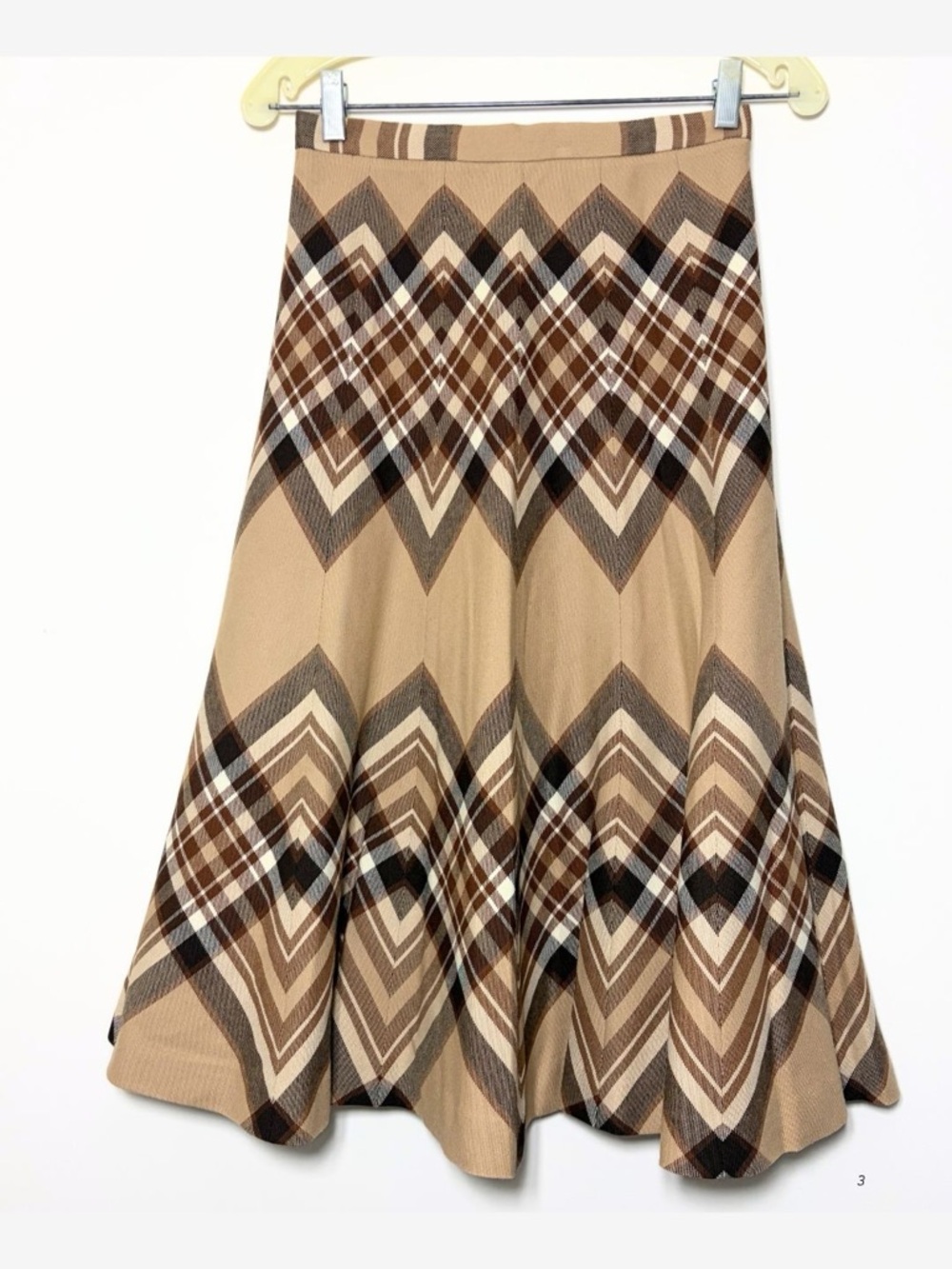 Vintage Wool Plaid Skirt High Waist A-Line Brown Preppy Classic Size Small - Picture 6 of 10